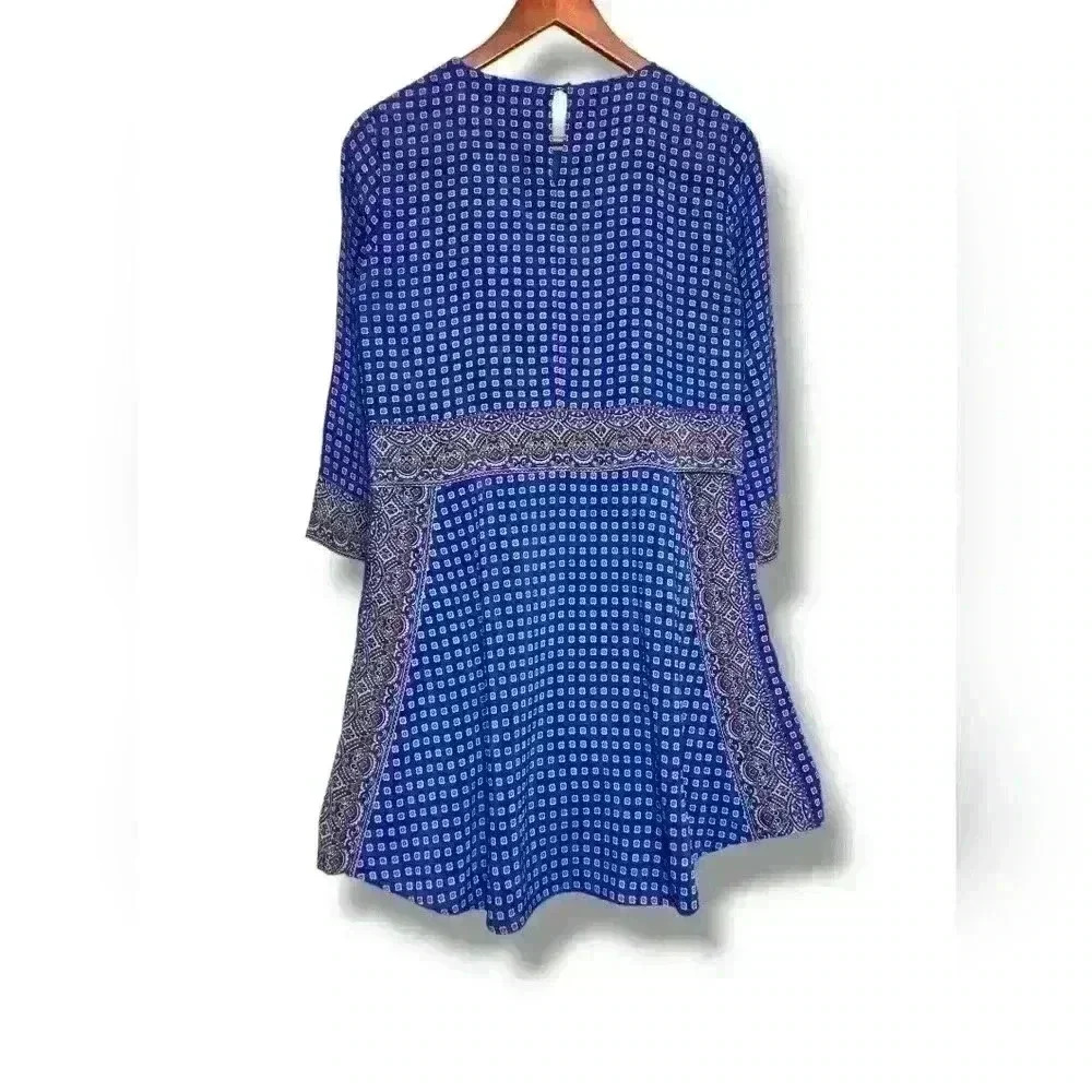 Madewell Blue 3/4 Sleeve Crew Neck Sundress - Picture 2 of 4